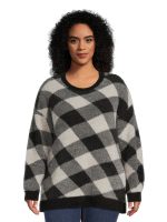 Terra & Sky Women's Plus Size Eyelash Knit Pullover Sweater, Midweight